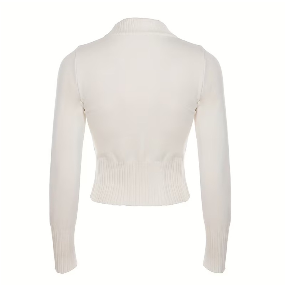 White and Pastel Pink Argyle Zip-Up Sweater Long sleeve soft girl coquette - Picture 5 of 11